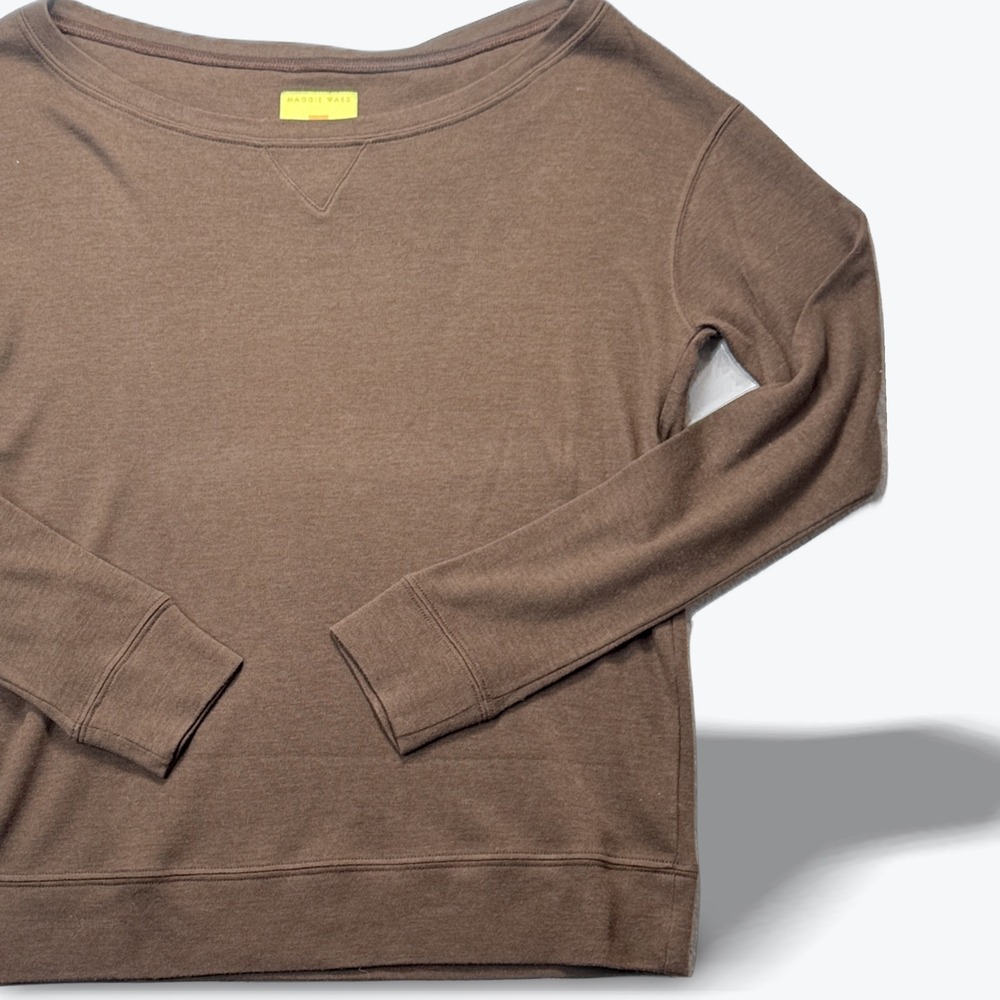 Maggie Ward Pullover Sweatshirt Womens‎ Small Brown Boat Neck Long Sleeve Top
